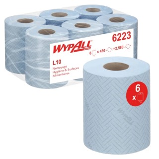 WYPALL L10 Food & Hygiene Wiping Roll Blue Centrefeed Cleaning Wipes, 1 Ply, 380 x 183 mm, 2580 Sheets 6223