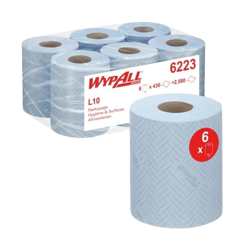 WYPALL L10 Food & Hygiene Wiping Roll Blue Centrefeed Cleaning Wipes, 1 Ply, 380 x 183 mm, 2580 Sheets 6223