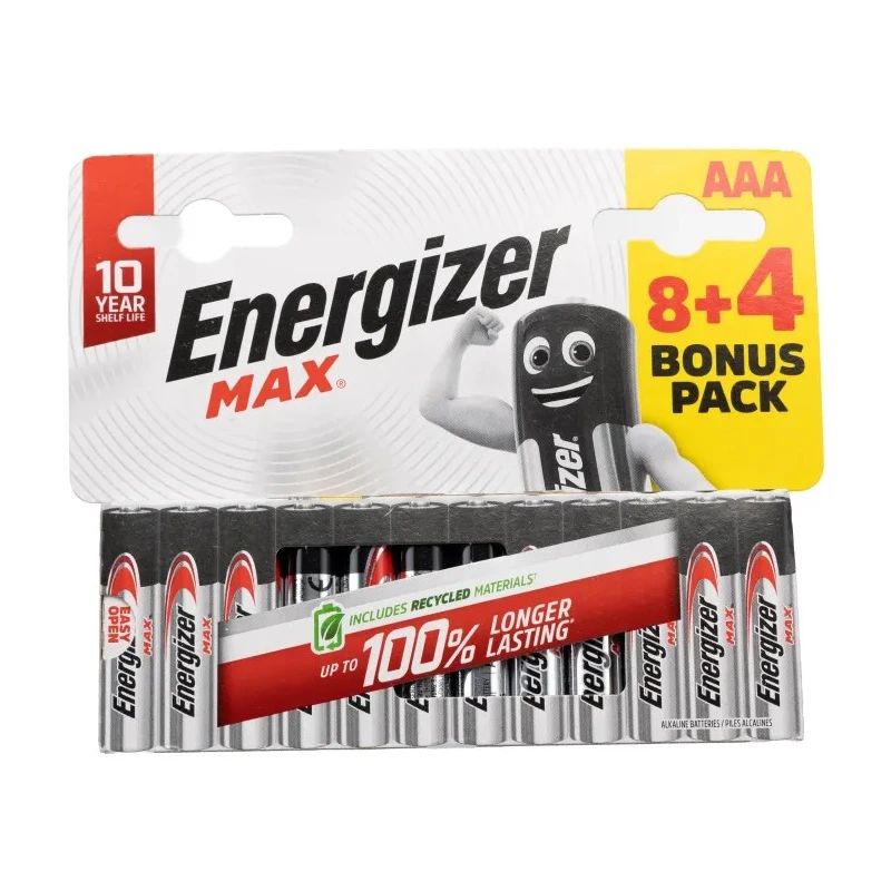 Energizer MAX Zinc Manganese Dioxide AAA Battery 1.5 V 1.2 Ah 12 Pack 7638900438246