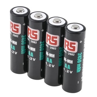 RS PRO Rechargeable AA Nickel Metal Hydride Battery 1.2 V 2.45 Ah Pack of 4 901-2982