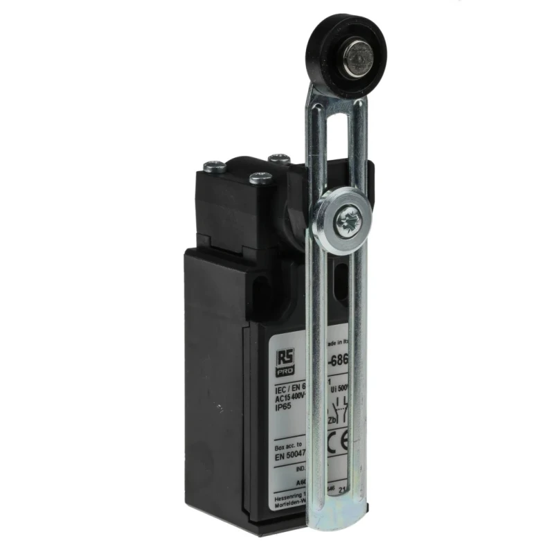 RS PRO Adjustable Roller Lever Limit Switch 1 NO/1 NC 400V AC 10A Fibreglass Reinforced Thermoplastic IP65 IP65