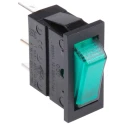 Arcolectric (Bulgin) Ltd Illuminated SPST On-Off Rocker Switch Panel 16A 250V AC Green Actuator C5503AANAF