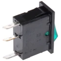 Arcolectric (Bulgin) Ltd Illuminated SPST On-Off Rocker Switch Panel 16A 250V AC Green Actuator C5503AANAF