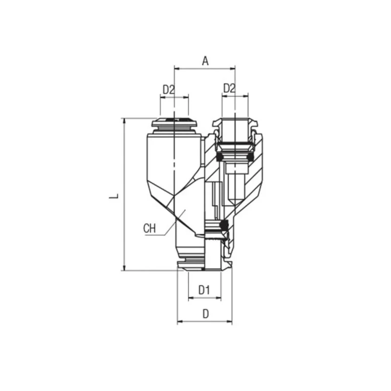 RS PRO Nickel Plated Brass Pneumatic Fitting Push-In 6 mm x 6 mm 57 Series 197-7854