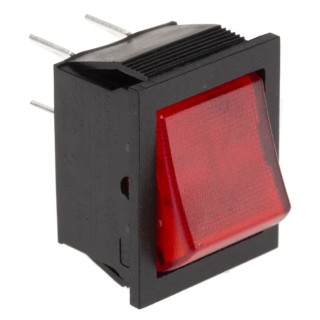 Arcolectric (Bulgin) Ltd Illuminated DPST Red Actuator On-Off Rocker Switch Panel Cutout 27.2 x 22.2 mm C1353AANAB