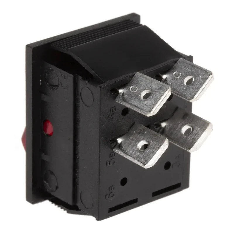 Arcolectric (Bulgin) Ltd Illuminated DPST Red Actuator On-Off Rocker Switch Panel Cutout 27.2 x 22.2 mm C1353AANAB