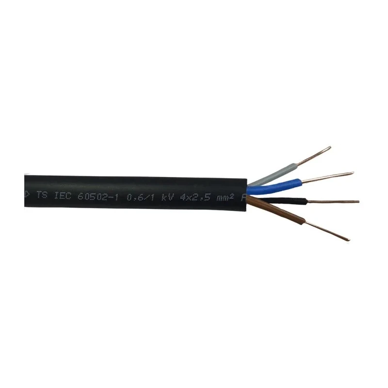 RS PRO 4 Core Power Cable Black 2.5mm² 600/1000V 70°C Polyvinyl Chloride Jacket 50 m 902-8307