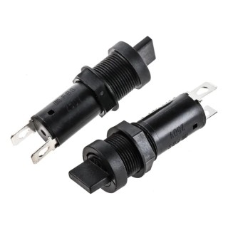 Schurter 10A Panel Mount Fuse Holder, 1P-Pole, 20 mm Fuse Size, 250V AC, Thermoplastic Body, Model 0031.3911