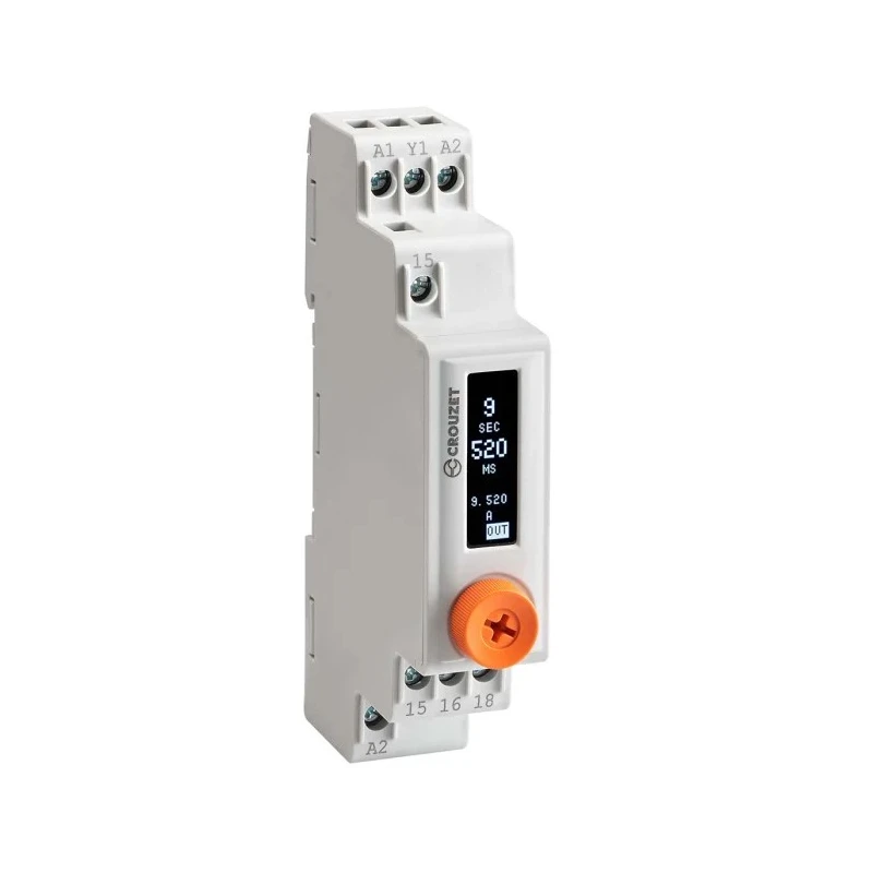 Crouzet DZ1R Series DIN Rail Timer Relay, 1-Contact, 24 V DC, 12 V AC, 240 V AC, 0.001 to 9.999 s, 1 s to 99 m DZ1R
