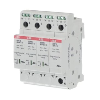 ABB 4 Phase Industrial Surge Protector 100 kA, 1.5 kV Voltage Protection Rating, DIN Rail Mount 2CTB802346R2900