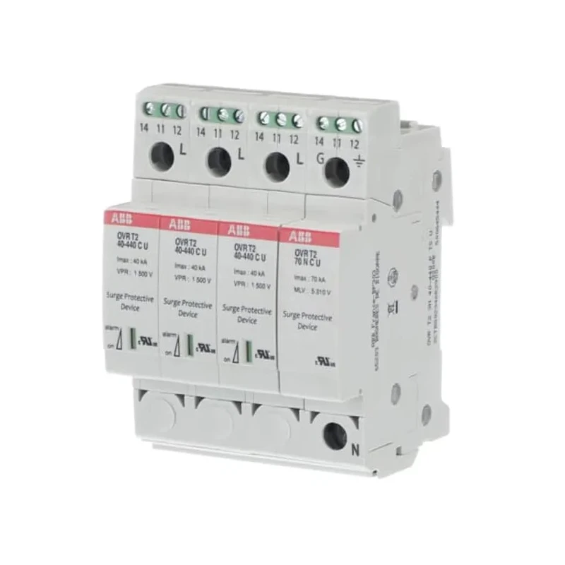 ABB 4 Phase Industrial Surge Protector 100 kA, 1.5 kV Voltage Protection Rating, DIN Rail Mount 2CTB802346R2900