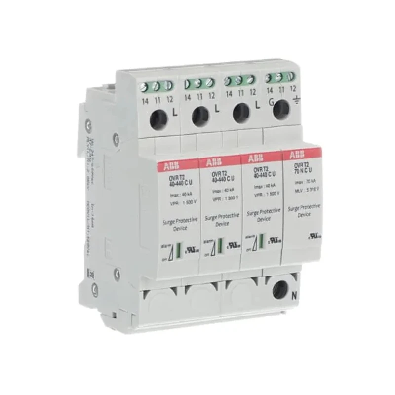 ABB 4 Phase Industrial Surge Protector 100 kA, 1.5 kV Voltage Protection Rating, DIN Rail Mount 2CTB802346R2900