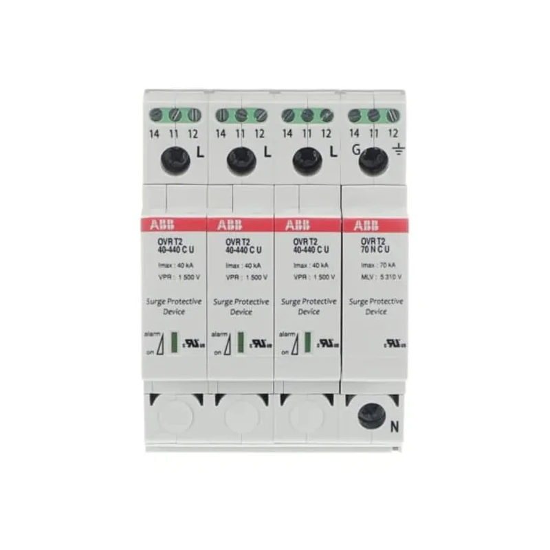 ABB 4 Phase Industrial Surge Protector 100 kA, 1.5 kV Voltage Protection Rating, DIN Rail Mount 2CTB802346R2900