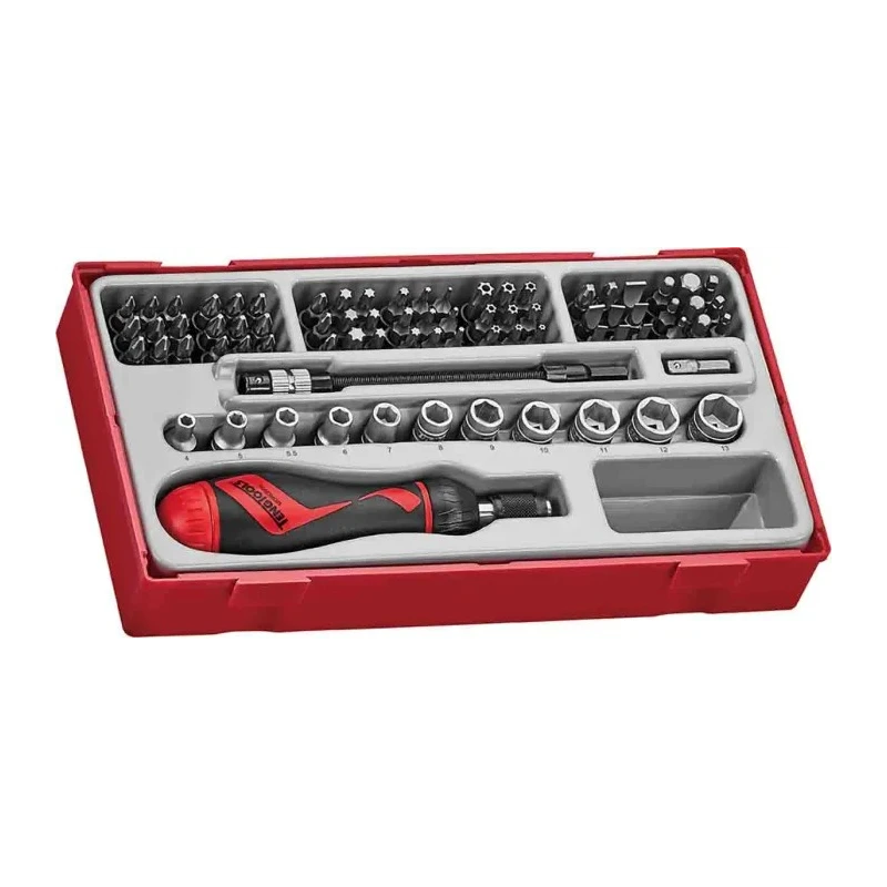 Teng Tools Hex, Torx, Slotted, Phillips Screwdriver Bit Set, 84 Pieces, Alloy Steel, 50mm Length, 6.35 mm Drive Size TTMDR84