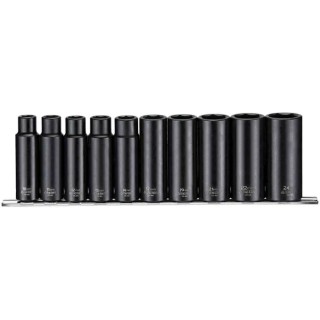 Teng Tools 10-Piece 1/2 in Deep Impact Socket Set Chrome Molybdenum Steel Blackened Finish 9126