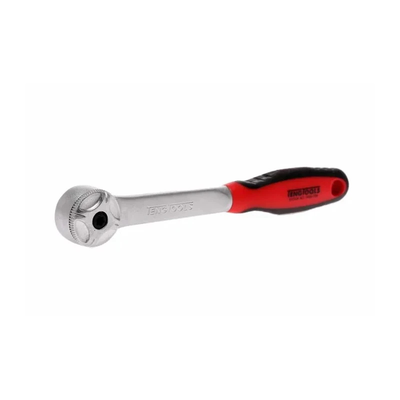 Teng Tools 1/4 in Drive Fine Tooth Ratchet with Ratchet Handle, 72 Teeth, Chrome Finish, Steel, 26mm Overall Length 1400-72N