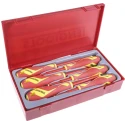 Teng Tools Insulated Screwdriver Set 6-Piece, Flat Slotted, PH, PZ Blades, 1000 Volt Insulation TTV706N