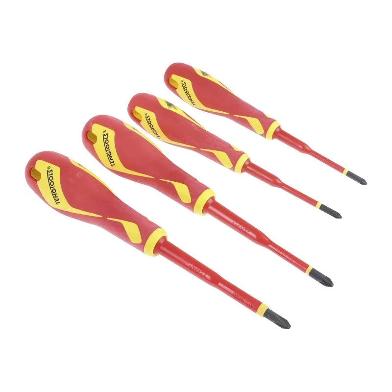 Teng Tools Insulated Screwdriver Set 6-Piece, Flat Slotted, PH, PZ Blades, 1000 Volt Insulation TTV706N