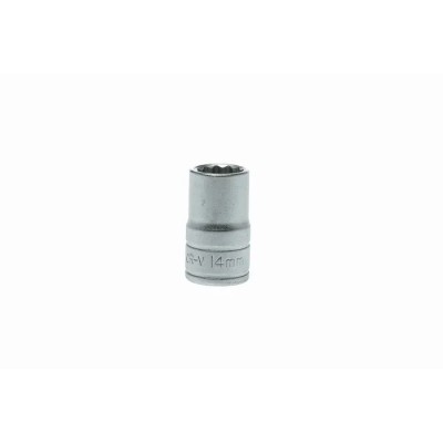 Teng Tools 1/2 in Drive 14 mm 12 Point Bi-Hexagon Chrome Vanadium Steel Socket, Satin Finish, 38mm Overall Length M120514-C
