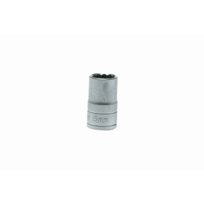 Teng Tools 1/2 in Drive 15 mm 12 Point Bi-Hexagon Socket, Satin Finish, Chrome Vanadium Steel, 38mm Overall Length M120515-C