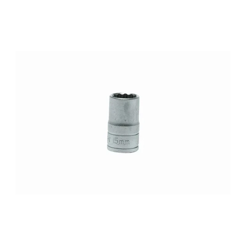 Teng Tools 1/2 in Drive 15 mm 12 Point Bi-Hexagon Socket, Satin Finish, Chrome Vanadium Steel, 38mm Overall Length M120515-C