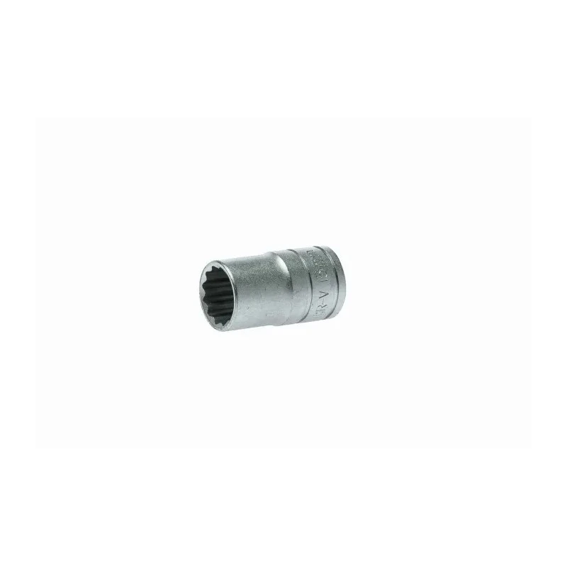 Teng Tools 1/2 in Drive 15 mm 12 Point Bi-Hexagon Socket, Satin Finish, Chrome Vanadium Steel, 38mm Overall Length M120515-C