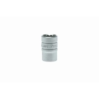 Teng Tools 1/2 in Drive 17 mm 12 Point Bi-Hexagon Socket Chrome Vanadium Steel Satin Finish 38mm Overall Length M120517-C