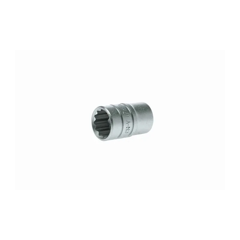 Teng Tools 1/2 in Drive 17 mm 12 Point Bi-Hexagon Socket Chrome Vanadium Steel Satin Finish 38mm Overall Length M120517-C