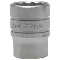 Teng Tools 1/2 in Drive 22 mm 12 Point Bi-Hexagon Satin Finish Chrome Vanadium Steel Socket 38mm Overall Length M120522-C