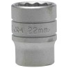 Teng Tools 1/2 in Drive 22 mm 12 Point Bi-Hexagon Satin Finish Chrome Vanadium Steel Socket 38mm Overall Length M120522-C