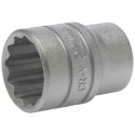 Teng Tools 1/2 in Drive 22 mm 12 Point Bi-Hexagon Satin Finish Chrome Vanadium Steel Socket 38mm Overall Length M120522-C