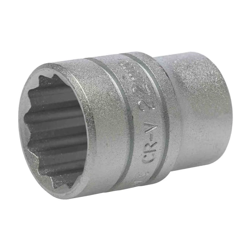 Teng Tools 1/2 in Drive 22 mm 12 Point Bi-Hexagon Satin Finish Chrome Vanadium Steel Socket 38mm Overall Length M120522-C