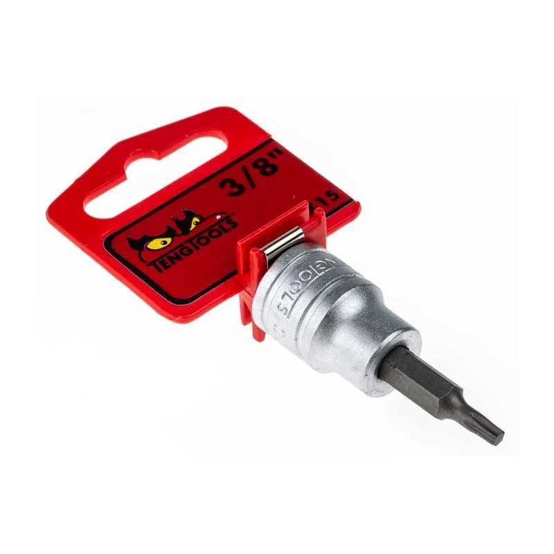 Teng Tools 3/8 in Drive TX15 Bit Socket, Alloy Steel, Chrome Finish, 18mm Overall Length 