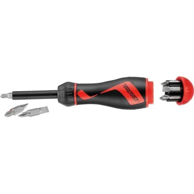 Teng Tools Ratcheting 1/4 in Hex Phillips, Pozidriv, Slotted, Torx Ratchet Screwdriver 175mm Length MDR915
