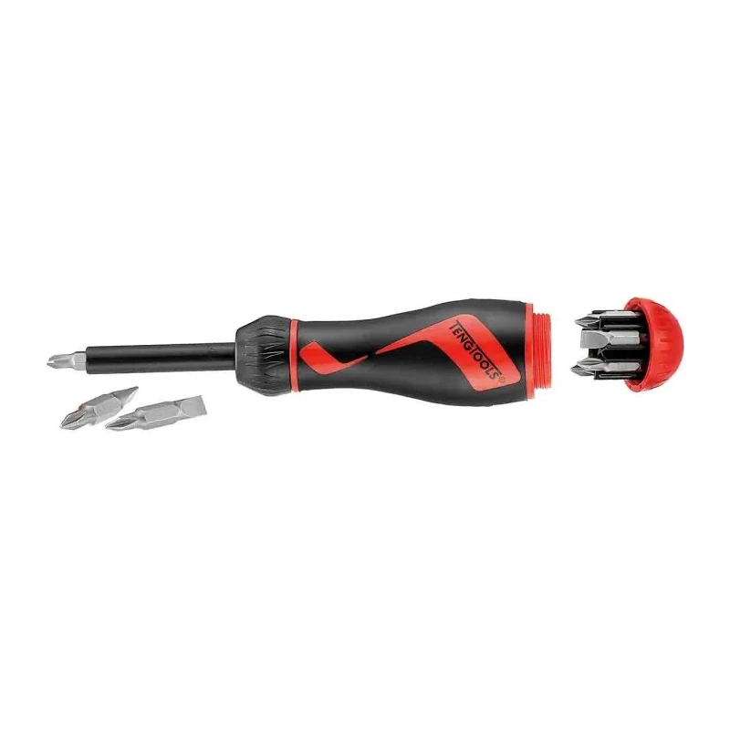 Teng Tools Ratcheting 1/4 in Hex Phillips, Pozidriv, Slotted, Torx Ratchet Screwdriver 175mm Length MDR915