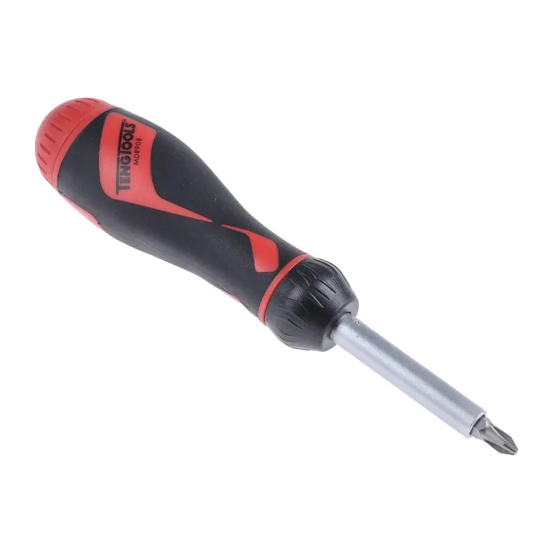 Teng Tools Ratcheting 1/4 in Hex Phillips, Pozidriv, Slotted Ratchet Screwdriver Set 175mm MDR908