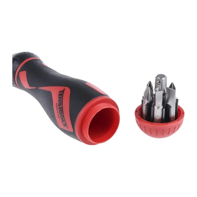 Teng Tools Ratcheting 1/4 in Hex Phillips, Pozidriv, Slotted Ratchet Screwdriver Set 175mm MDR908