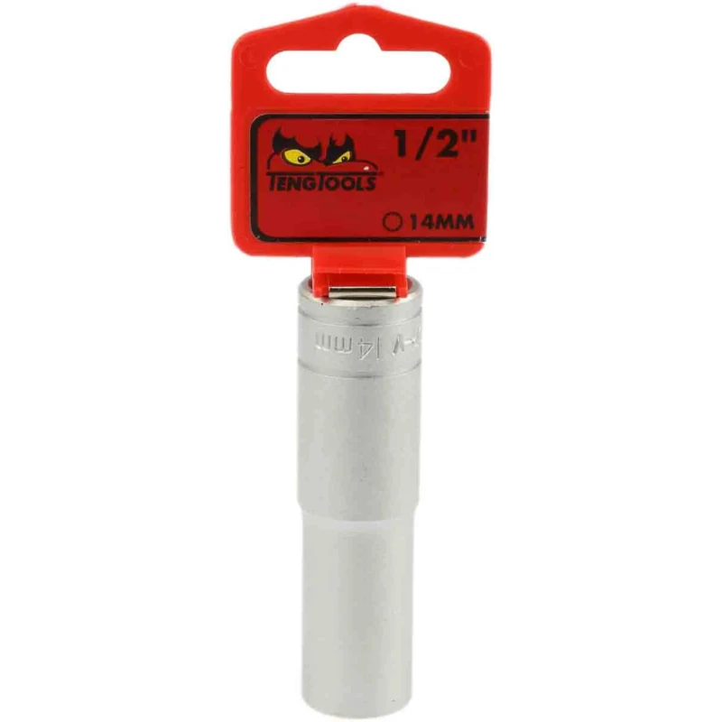 Teng Tools 1/2 Inch Drive 14 mm 12 Point Satin Finish Chrome Vanadium Steel Socket, 79mm Overall Length M120614-C