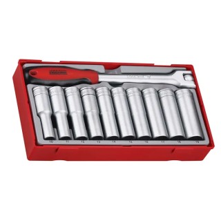 Teng Tools 11-Piece 1/2 in Drive Deep Socket Set Chrome Vanadium Steel Satin Finish TT1211