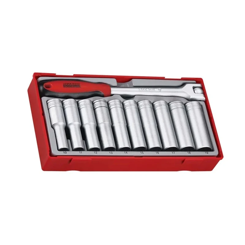 Teng Tools 11-Piece 1/2 in Drive Deep Socket Set Chrome Vanadium Steel Satin Finish TT1211