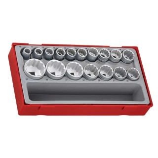 Teng Tools 17-Piece 1/2 in Bi-Hexagonal Socket Set Chrome Vanadium Steel Satin Finish TT1217