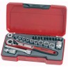 Teng Tools 24-Piece 1/4 in Hexagon Socket Set Drive Size 1/4 in Satin Finish Chrome Vanadium Steel T1424