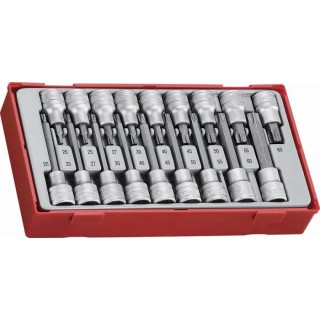 Teng Tools 18-Piece 1/2 in Drive Bit Socket Set, Chrome Vanadium Steel, Satin Finish TTTX18