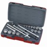 Teng Tools 18-Piece 3/4 in Drive 6 Point Metric Socket Set Chrome Vanadium Steel Satin Finish T3418-6