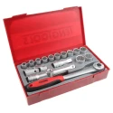 Teng Tools 18-Piece 1/2 in Bi-Hexagonal Socket Set TT1218 Chrome Vanadium Steel, Satin Finish