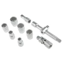 Teng Tools 18-Piece 1/2 in Bi-Hexagonal Socket Set TT1218 Chrome Vanadium Steel, Satin Finish