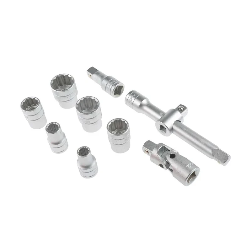 Teng Tools 18-Piece 1/2 in Bi-Hexagonal Socket Set TT1218 Chrome Vanadium Steel, Satin Finish