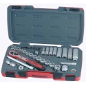Teng Tools 39-Piece 3/8 in Drive Metric 6 Point Satin Finish Chrome Vanadium Steel Socket Set T3839