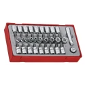 Teng Tools 30-Piece 3/8 in Bit Socket Set Chrome Vanadium Steel Hex Drive Satin Finish TTTX30