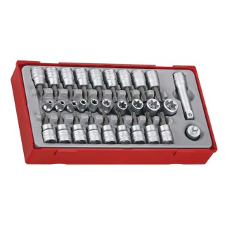 Teng Tools 30-Piece 3/8 in Bit Socket Set Chrome Vanadium Steel Hex Drive Satin Finish TTTX30